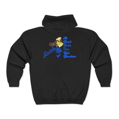 Absorb Rose Zip Hoodie — Gothic Blue Floral Full-Zip Sweatshirt