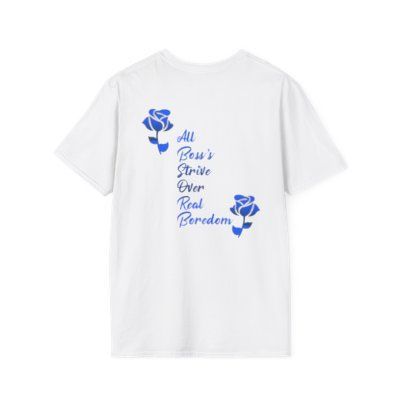 Absorb Rose T-Shirt — Blue Script Floral Tee with