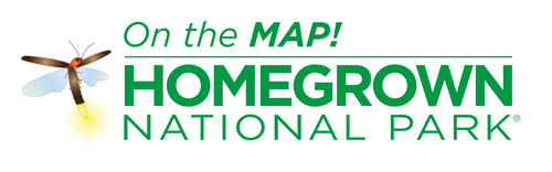 Logo with a firefly, green text that says 