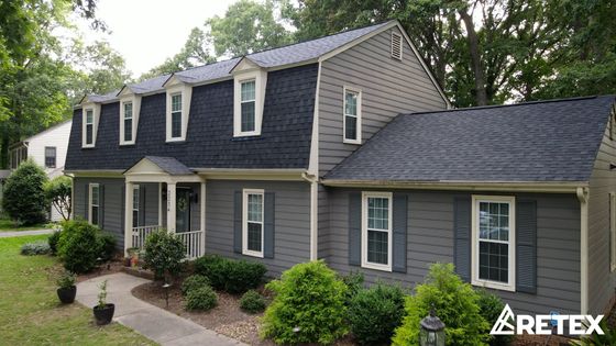 Photo of RETEX roof replacement in Richmond VA. GAF Timberline Charcoal architectural asphalt shingles.