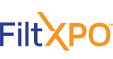 Blue and orange FiltXPO logo with angled X shape.