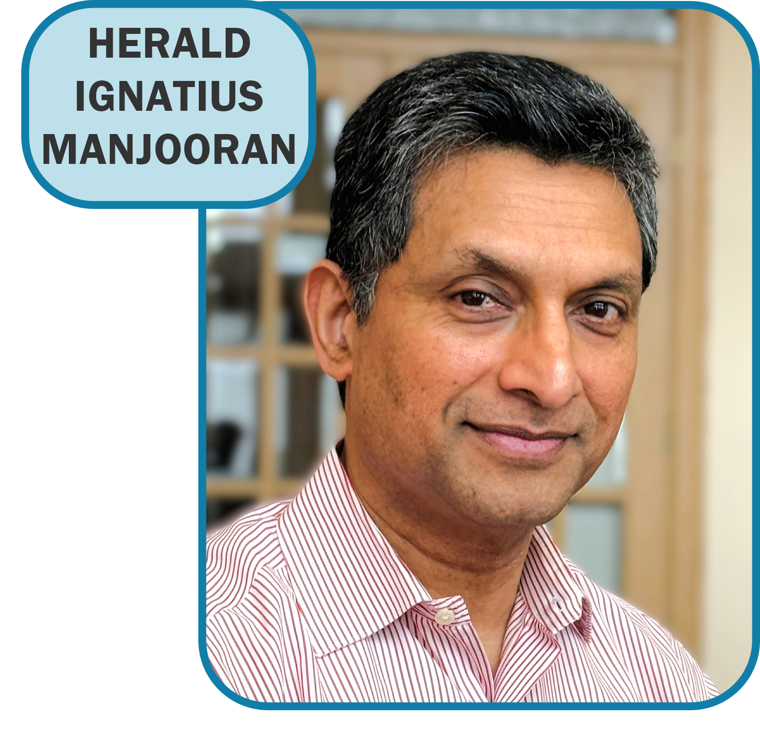 A picture of a man with the name herald ignatius manjooran