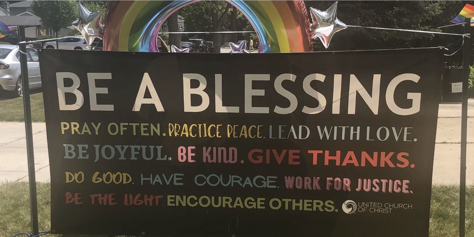 A sign that says be a blessing on it