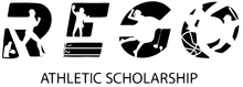 Logo with figures in sports poses within the letters of the word 