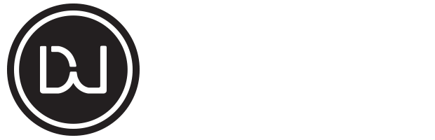 Black circle logo with white 