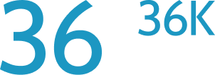 The number 36k is written in blue on a white background.