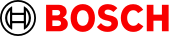 A close up of a bosch logo on a white background