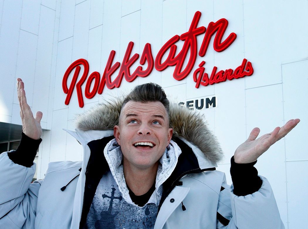 Páll Óskar outside the Icelandic Museum of Rock ’n’ Roll in Reykjanesbær.