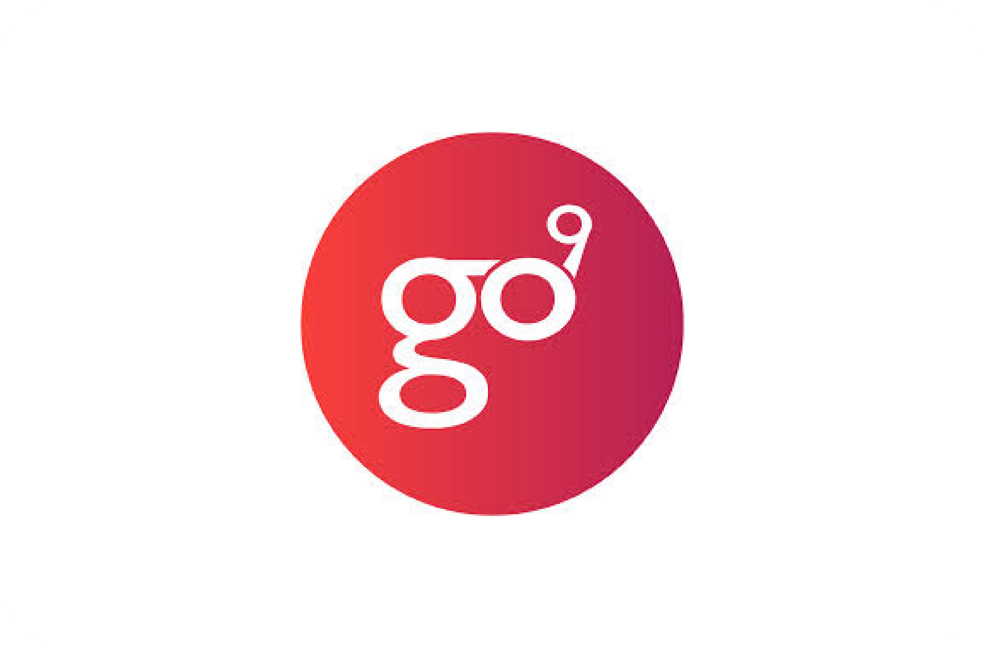 Logotipo circular da Go9 em tons de rosa e vermelho sobre fundo branco.