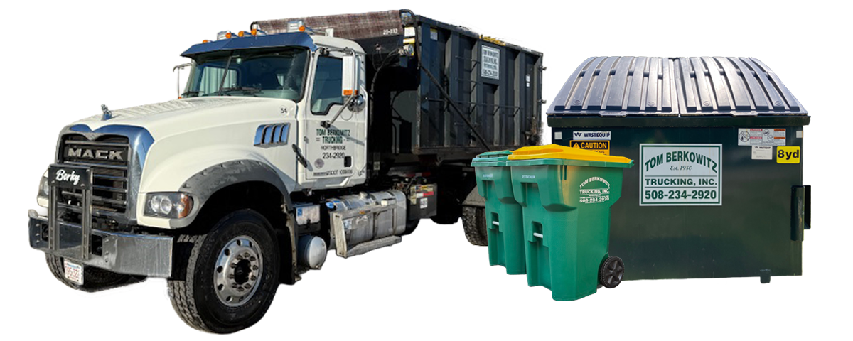 White Tom Berkholtz Trucking garbage truck.