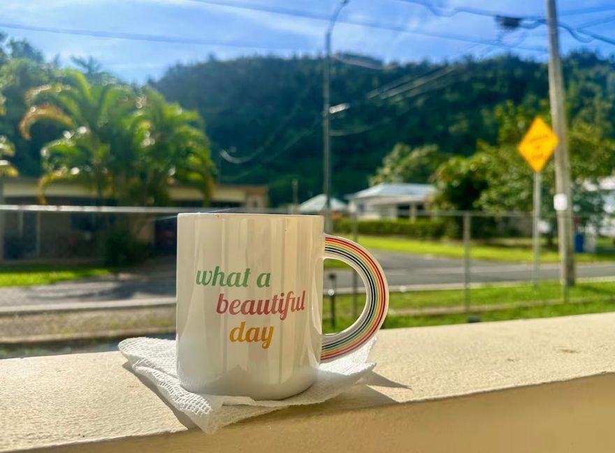 A mug labeled