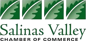the logo for the salinas valley chamber of commerce is green and white .
