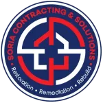 a logo for soria contracting and solutions restoration remediation rebuild