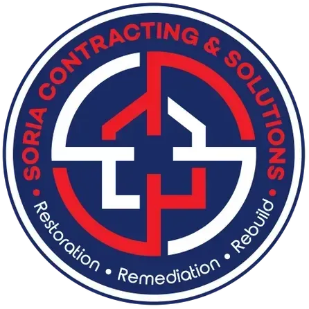 a logo for soria contracting and solutions restoration remediation rebuild