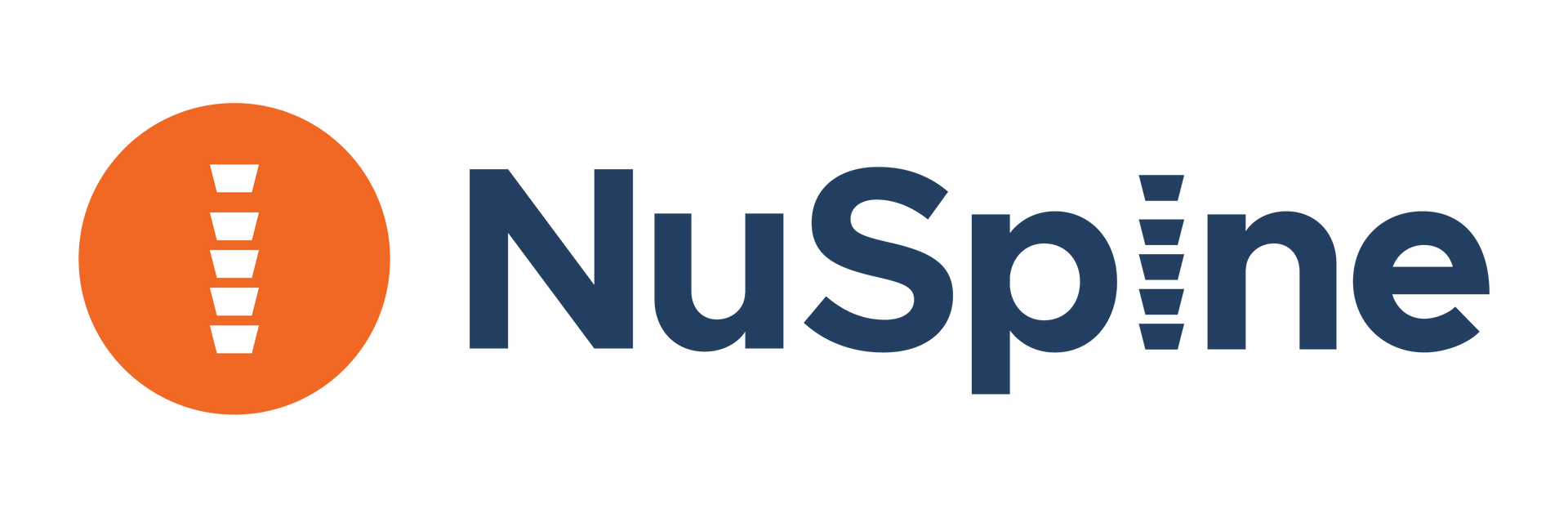 A logo for nuspine is shown on a white background.