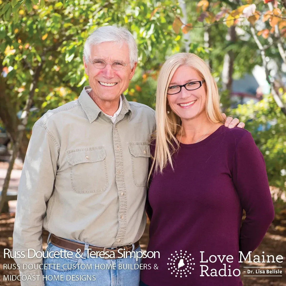 A man and a woman are posing for a picture for love maine radio