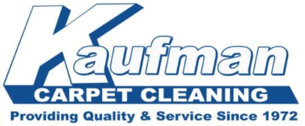 The logo for kaufman carpet cleaning provides quality and service since 1972