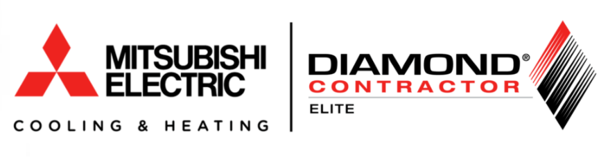 A logo for mitsubishi electric and diamond contractor elite