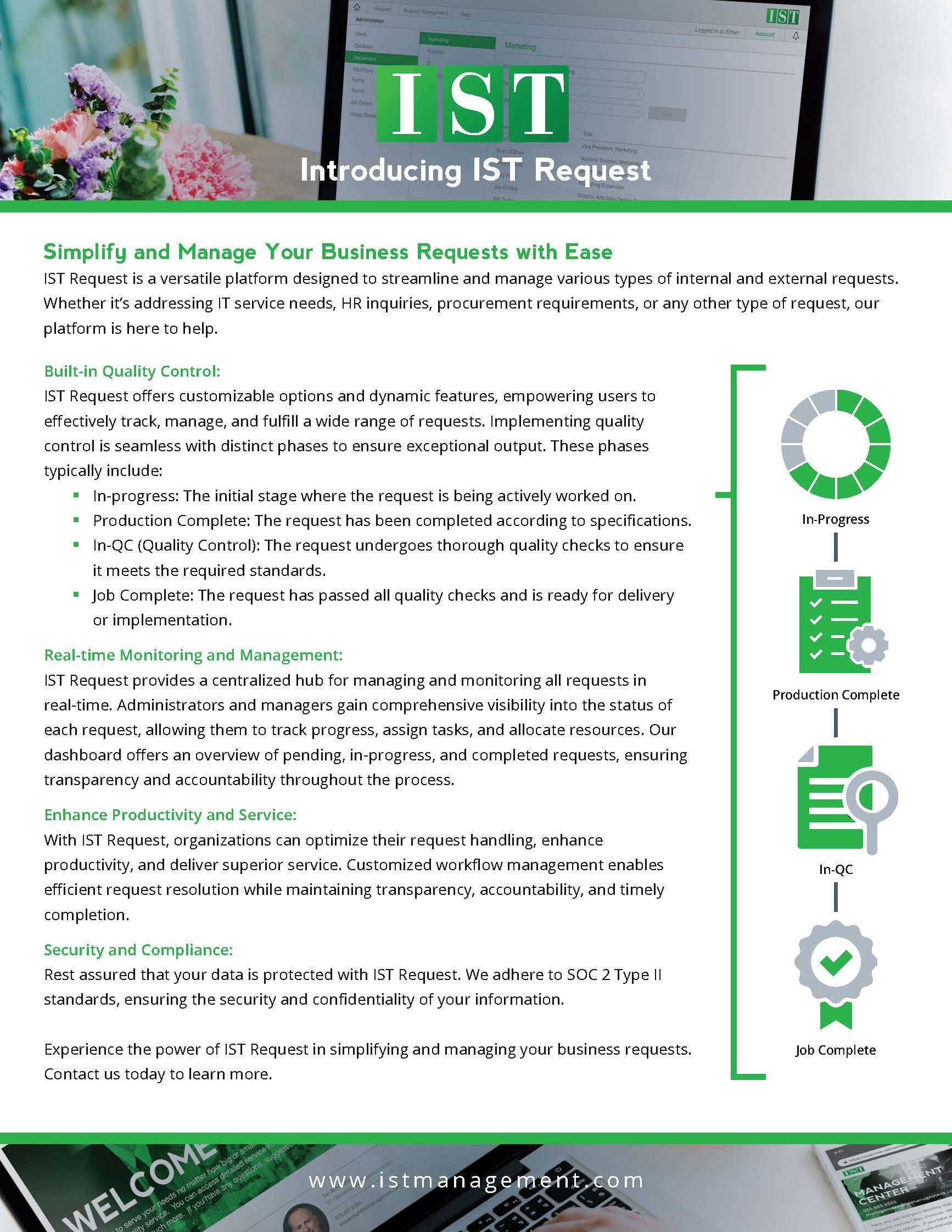 Green IST poster with a heading, bullet points, and a vertical checklist graphic on the right