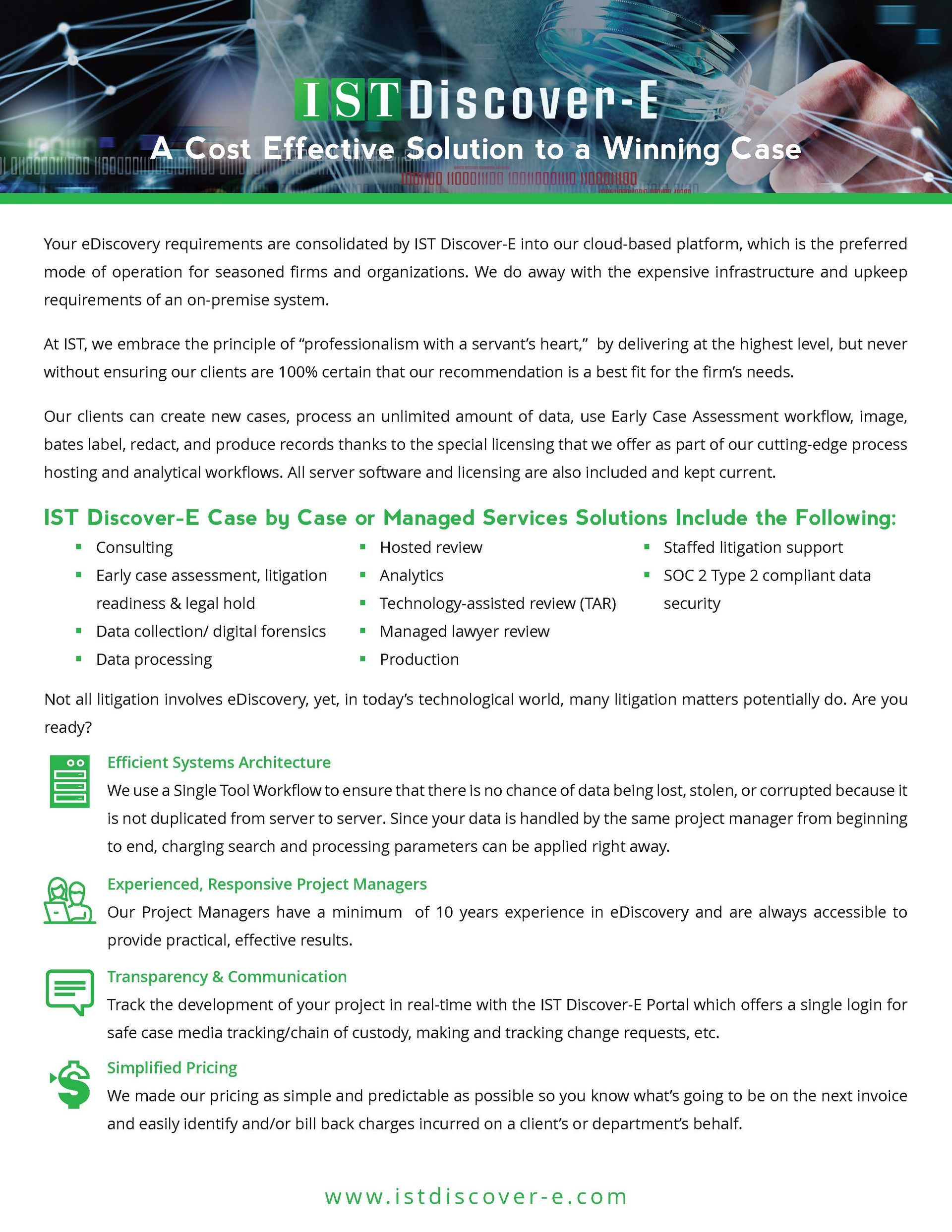 Flyer advertising DiscoverE child support services, with green header and bullet points on access and support.