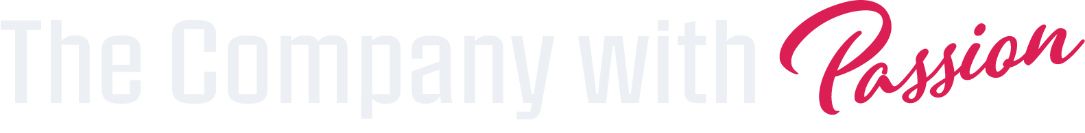 The Company with Passion logo in gray and red script text
