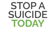“STOP A SUICIDE TODAY” text in black and green on a white background
