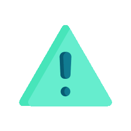 Turquoise warning triangle with an exclamation mark icon