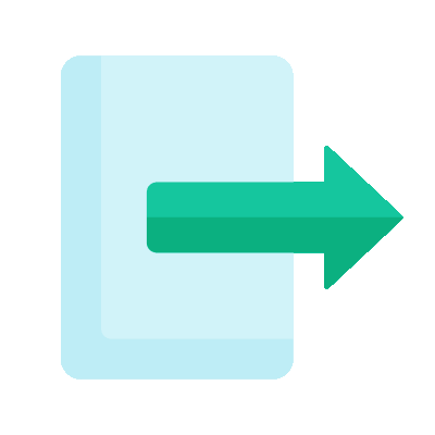 Light blue document icon with a green right-pointing arrow