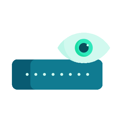 A teal eye icon positioned above a dark blue password input field with eight circular dots.