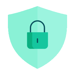Mint shield with a teal padlock icon, symbolizing security and privacy