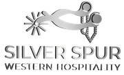 A silver spur western hospitality logo on a white background