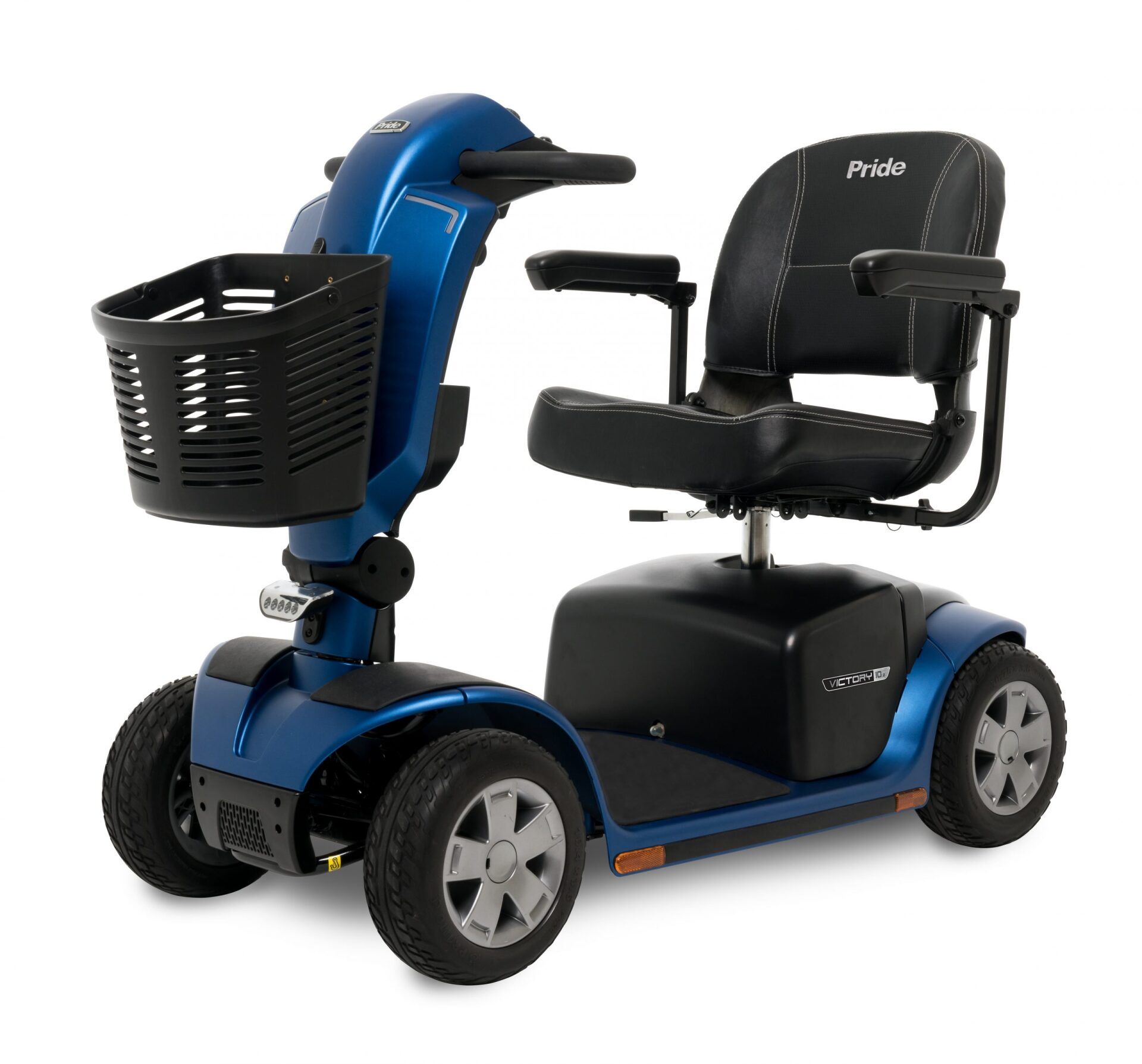 Left side view of blue scooter