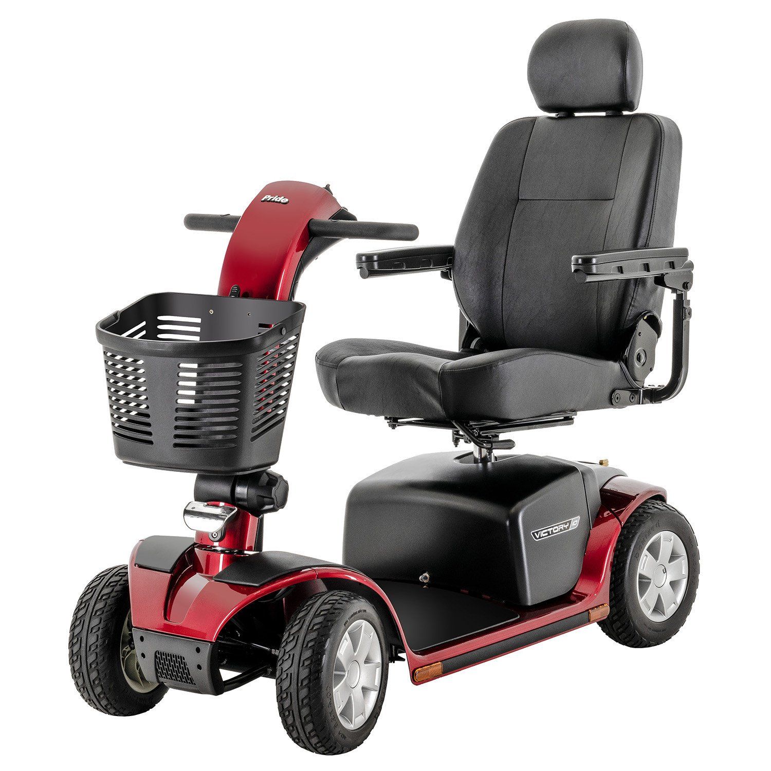 Left side view of red scooter