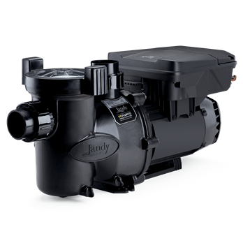 A black swimming pool pump on a white background.