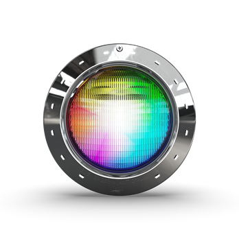 A rainbow colored light is sitting on a white surface.