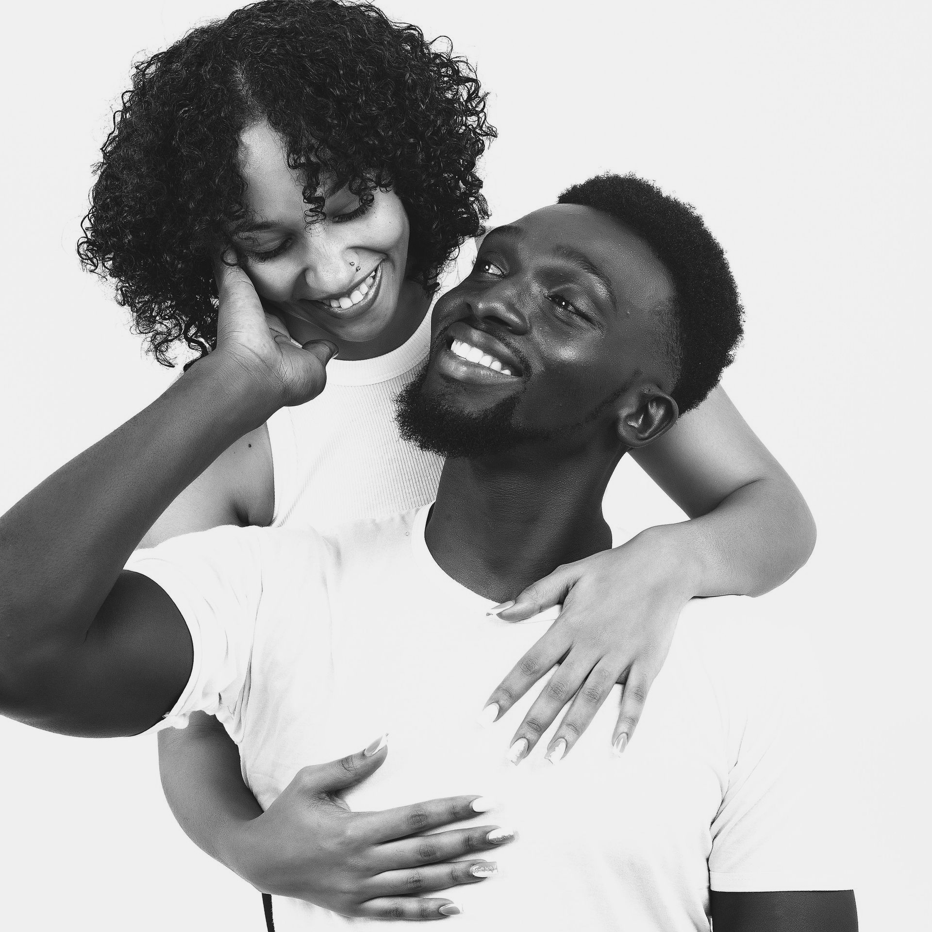 Smiling couple embracing
