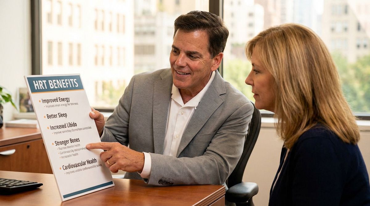 Dr. John Salerno shows a Chart of 10 Things You Didn't Know About Hormone Replacement Therapy