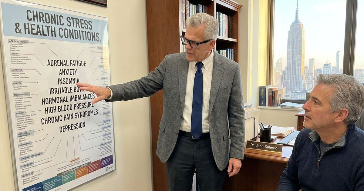 Dr. John Salerno explains to a Patient How Stress Works and the medical conditions stress can cause.
