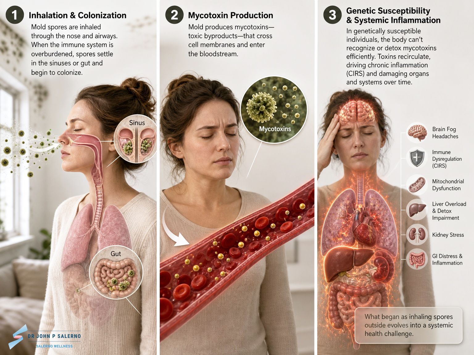Infographic of Mold Infection Prevention and Recovery and the stages of mold infection