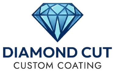 Blue diamond logo with &ldquo;DIAMOND CUT&rdquo; and &ldquo;CUSTOM COATING&rdquo; text