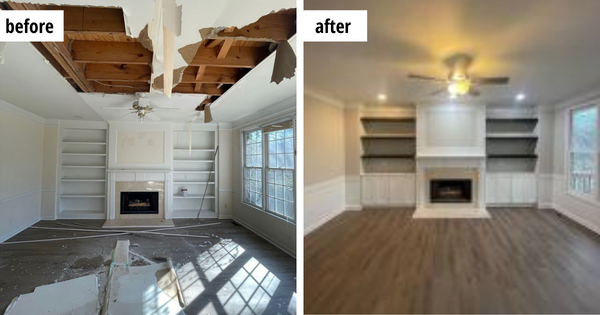 ceiling water damage before and after