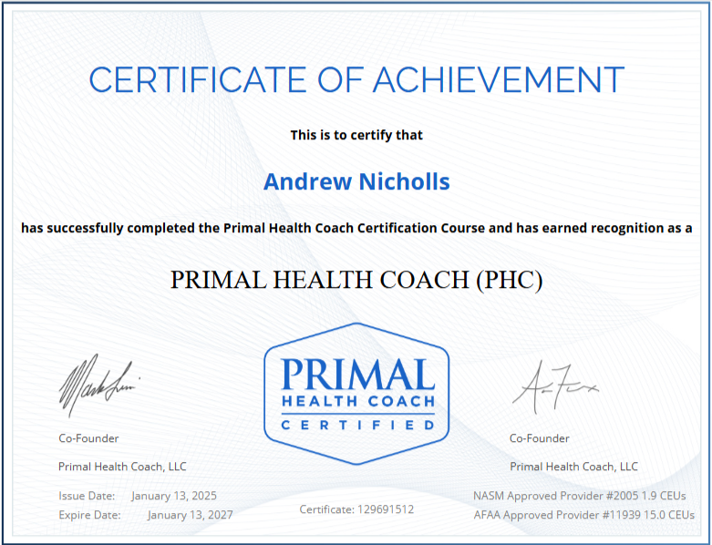 Primal Health Coach certificate