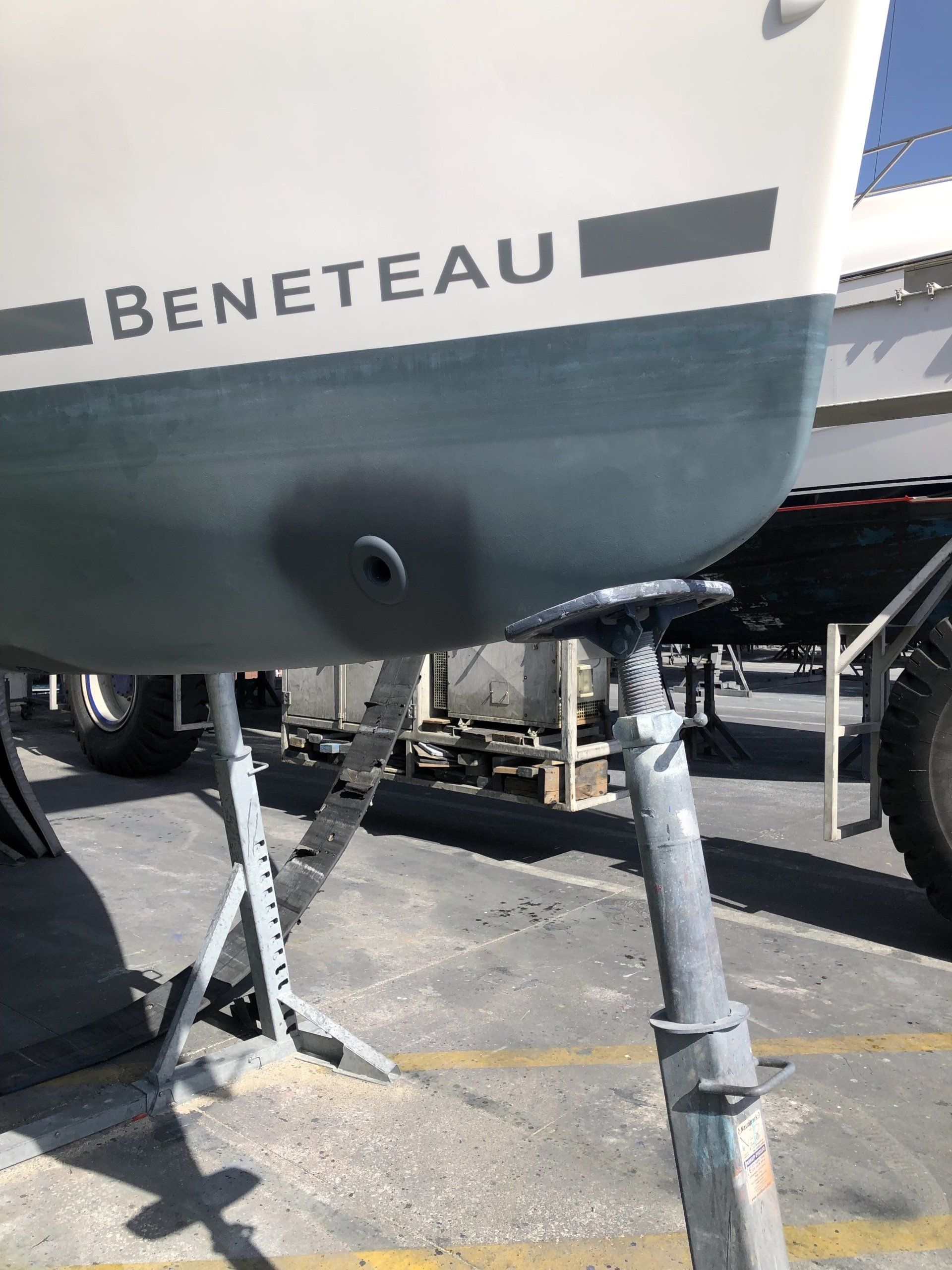 Jet Thruster nozzles visible in the bow of a Beneteau Oceanis Sailing yacht