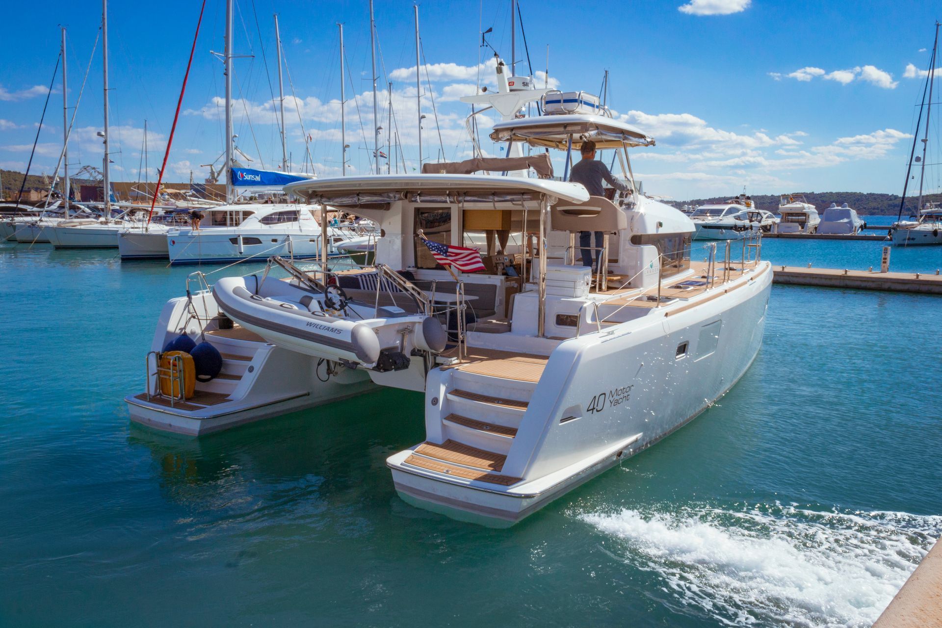 Jet Thruster in action on a Catamaran