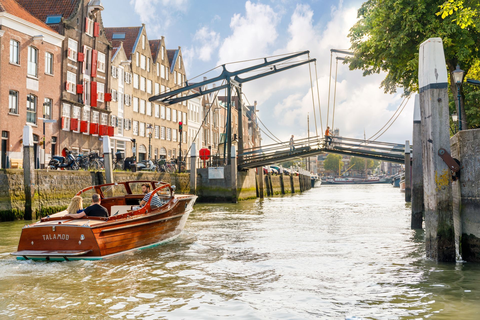 Motor vessel Talamod sailing thru the Wolwevershaven in Dordrecht, the Netherlands