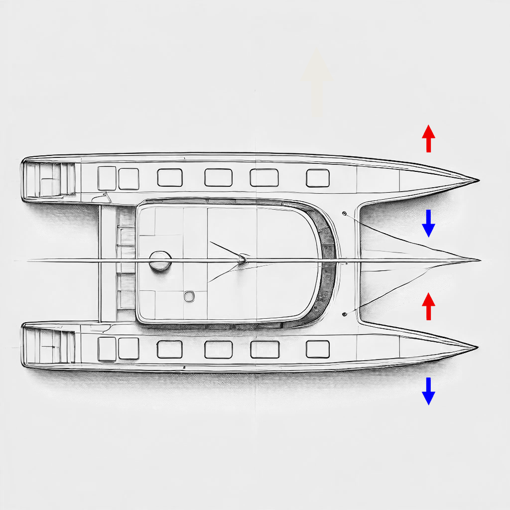 2x JT90 Split in the Bow (Left and Right):
One Jet Thruster in the left hull of the bow and one in the right hull of the bow.