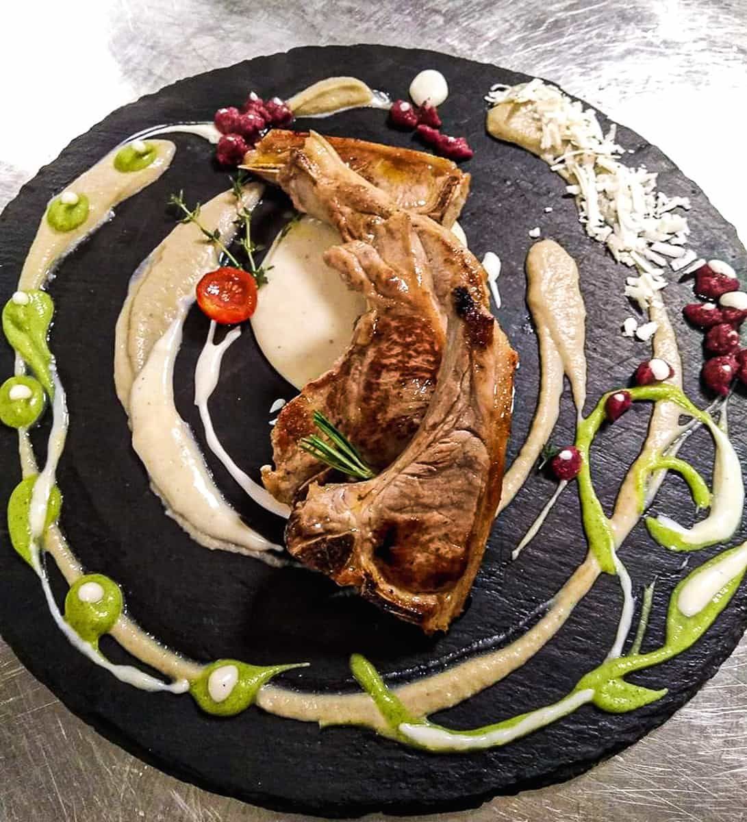 Lamb chops on a plate