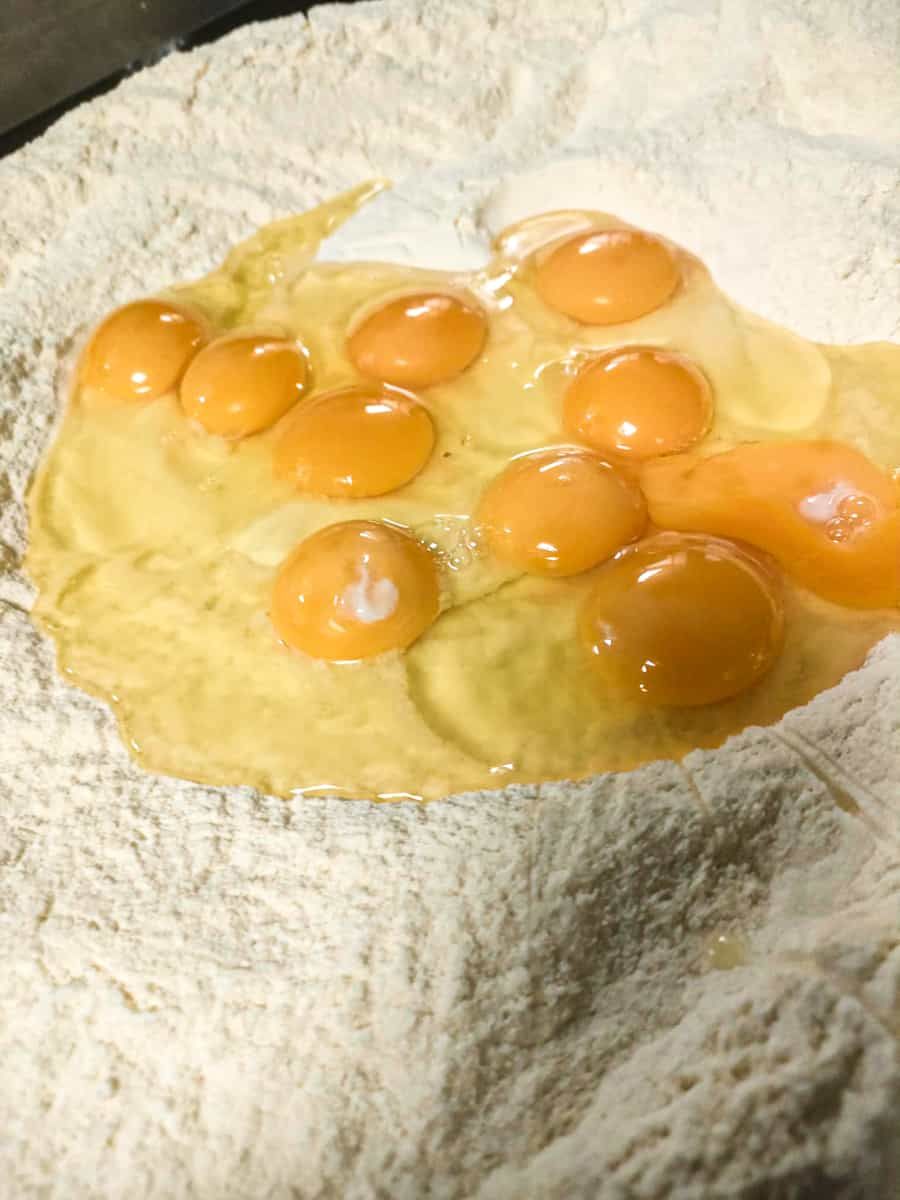 Fresh pasta dough with eggs
