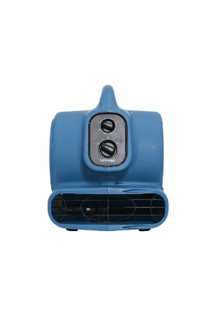 A blue air conditioner on a white background.