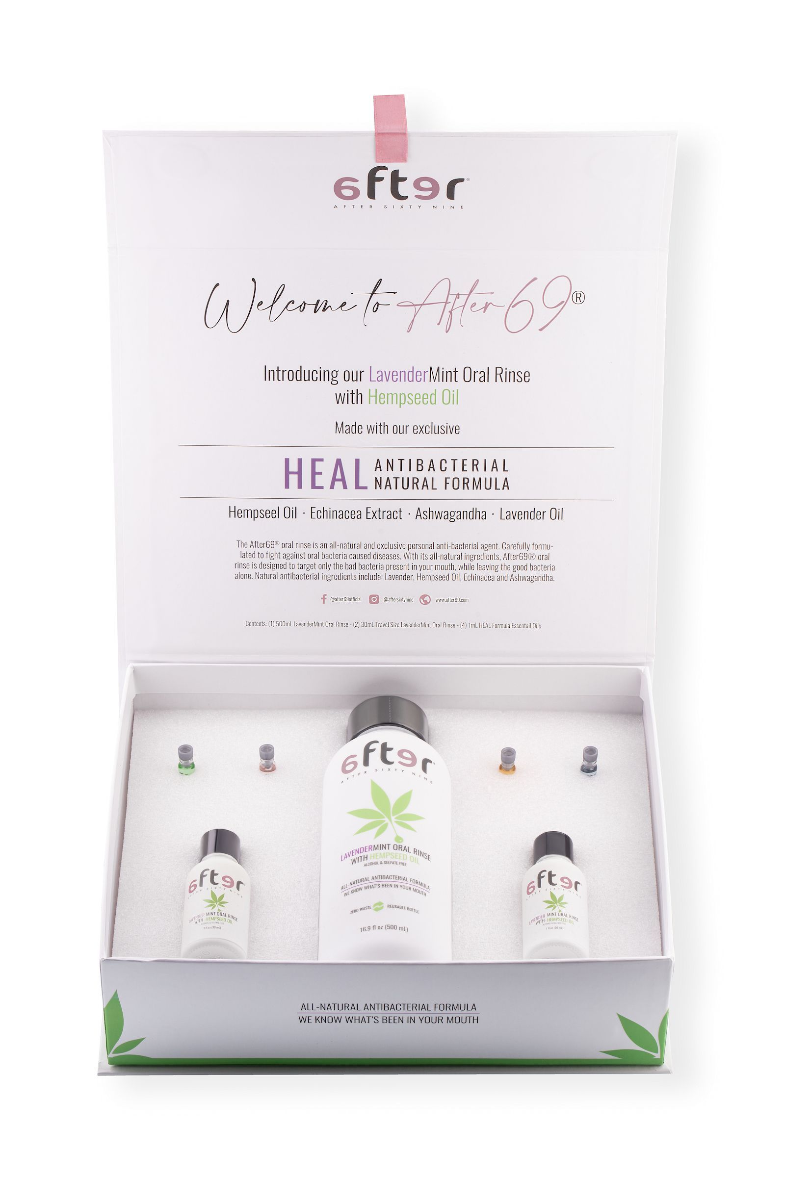 A box with three bottles of lotion in it.